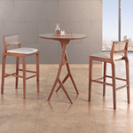 Carregar imagem no visualizador da galeria, Banqueta Oslo em Madeira Maciça com Encosto em Tela Rattan Palha Natural