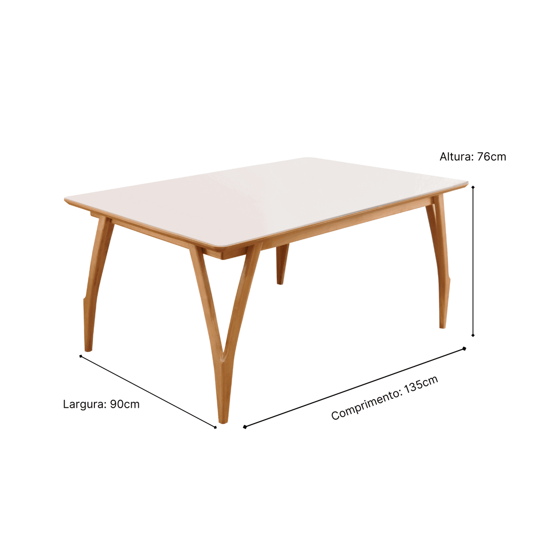 Mesa Tulipa Retangular com Vidro