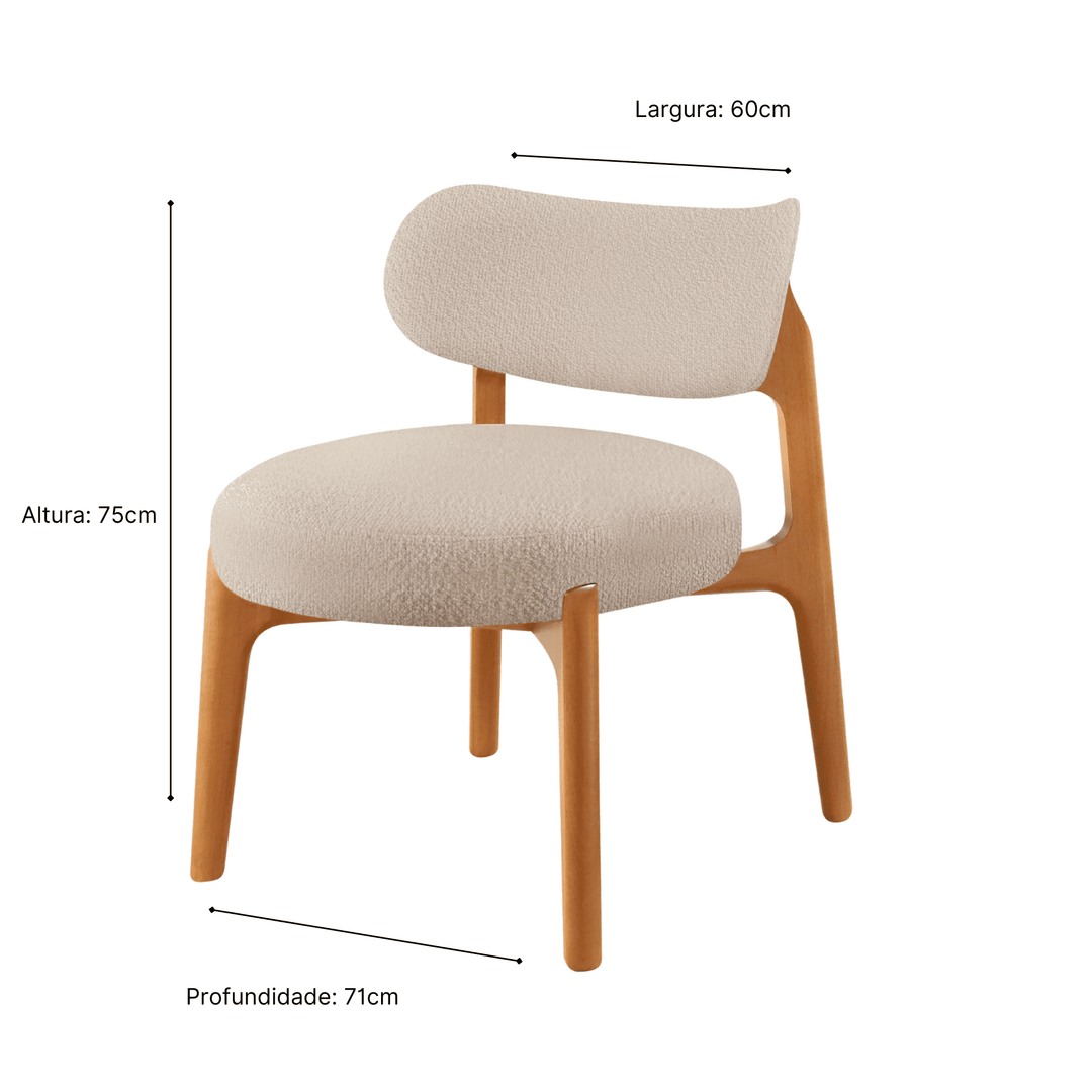 Poltrona Selene Estofada em Madeira Maciça