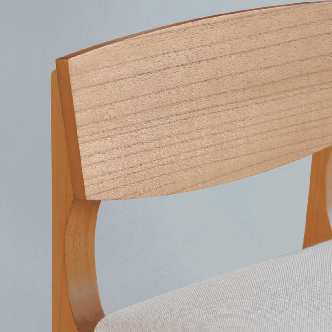 Banqueta Nature em Madeira Maciça com Encosto Laminado