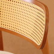 Banqueta Selene em Madeira Maciça com Encosto em Tela Rattan Natural