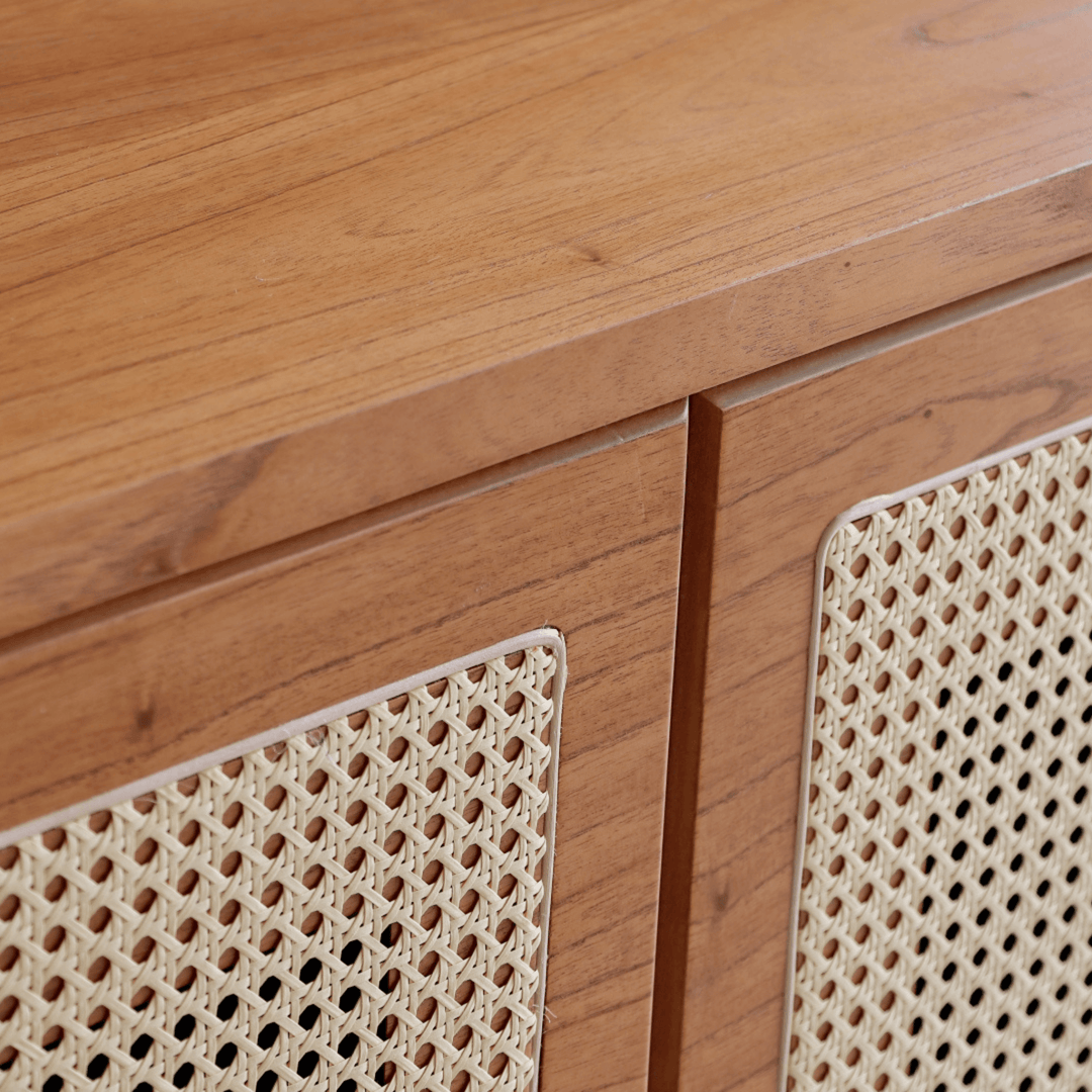 Buffet Zara 3 ou 4 Portas Tela Rattan Natural