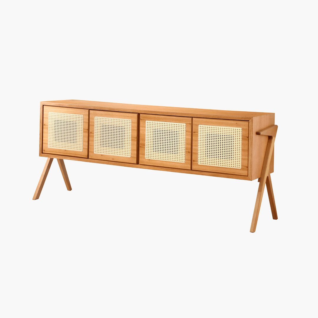 Buffet Zara 3 ou 4 Portas Tela Rattan Natural